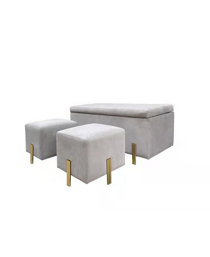 JGW Furniture Storage Bench with 2 Ottomans Inside Macy's