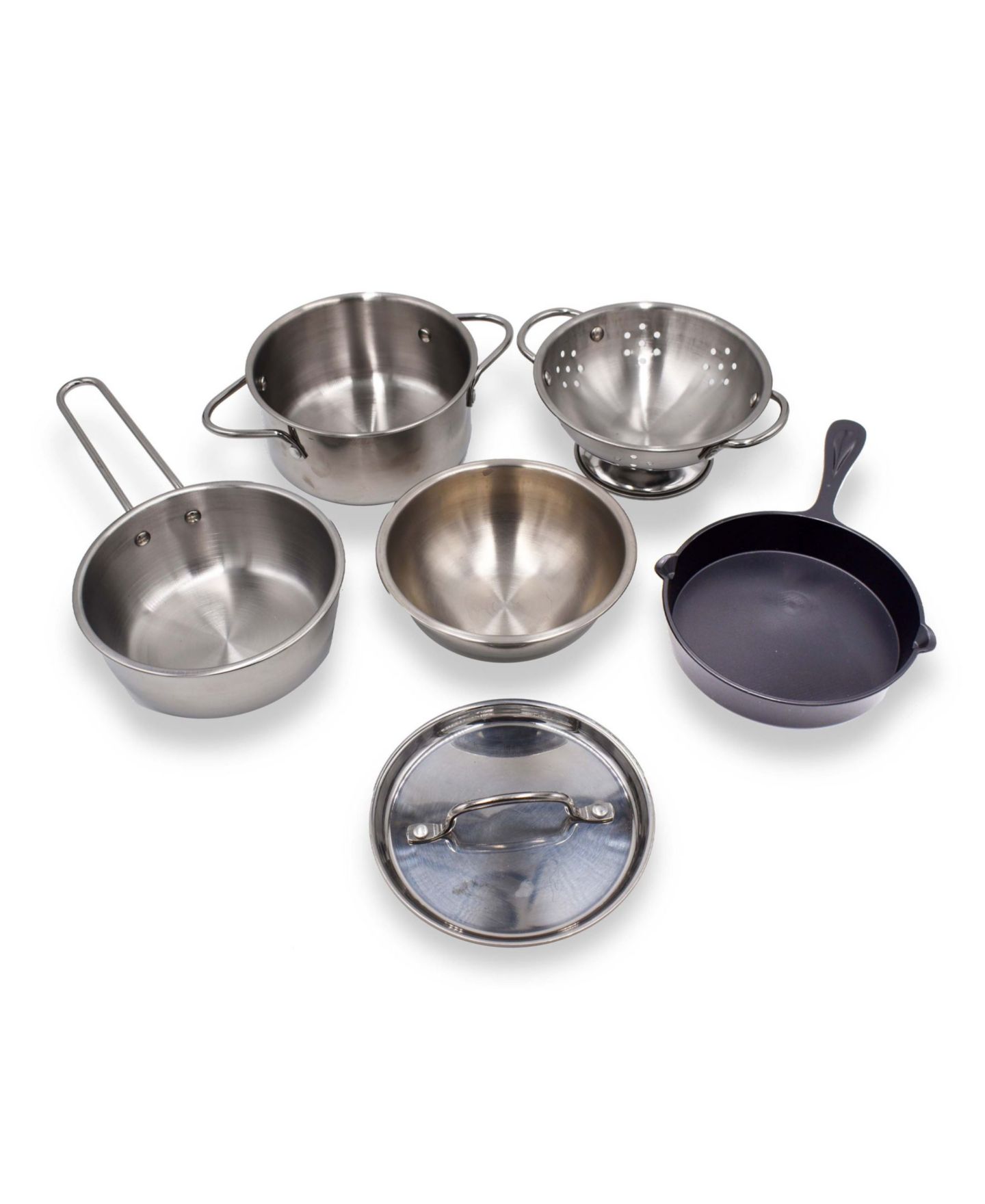 Детские игрушки Salus Brands PopOhVer Deluxe Pots Pans Playset Stainless Steel Set, 12 Piece — фото 5