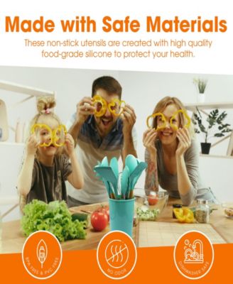 Silicone Spatula with Wooden Handles Set, 11 Pieces