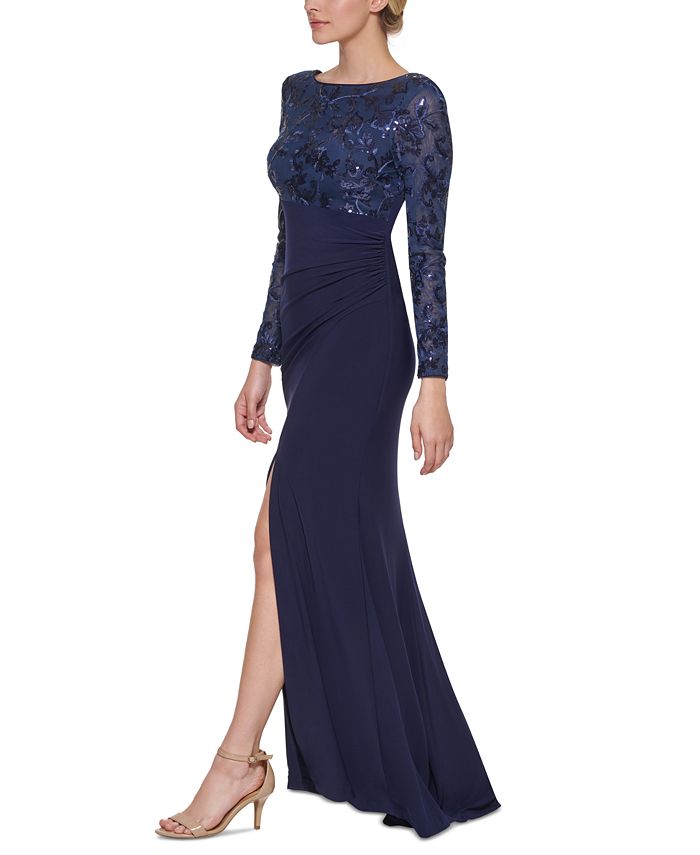 Vince Camuto Embellished Ruched Gown - Macy's