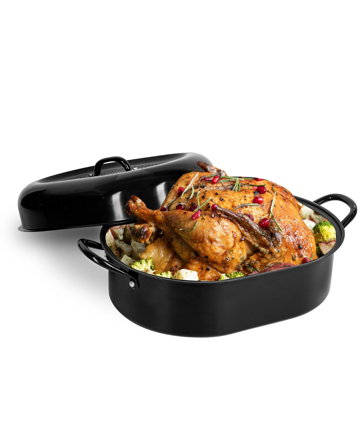 Granite Stone Oval Roaster Pan, 16" Ultra Nonstick Small Roasting Pan with Lid