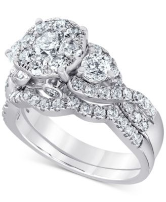 Macy's - Diamond Halo Bridal Set (2 ct. t.w.) in 14k White Gold