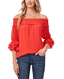 Off-the-Shoulder Ruffled-Cuff Top