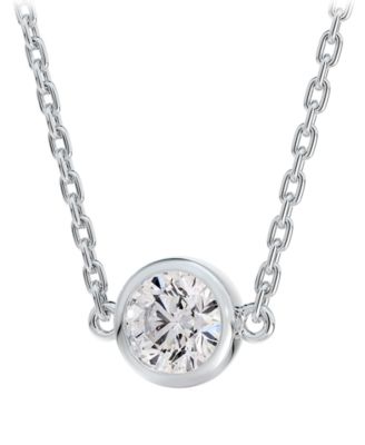 De Beers Forevermark - Diamond Bezel Pendant Necklace (1/5 ct. t.w.) in 14k White Gold, 16" + 2" extender
