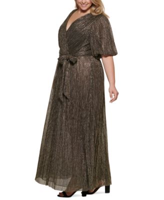 Eliza J Plus Size Faux-Wrap Metallic 