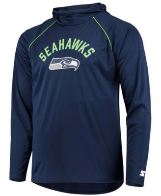 Men's Navy Seattle Seahawks Raglan Long Sleeve Hoodie T-shirt