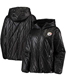 Women's Black Pittsburgh Steelers Charlotte Full-Zip Hoodie Puffer Jacket