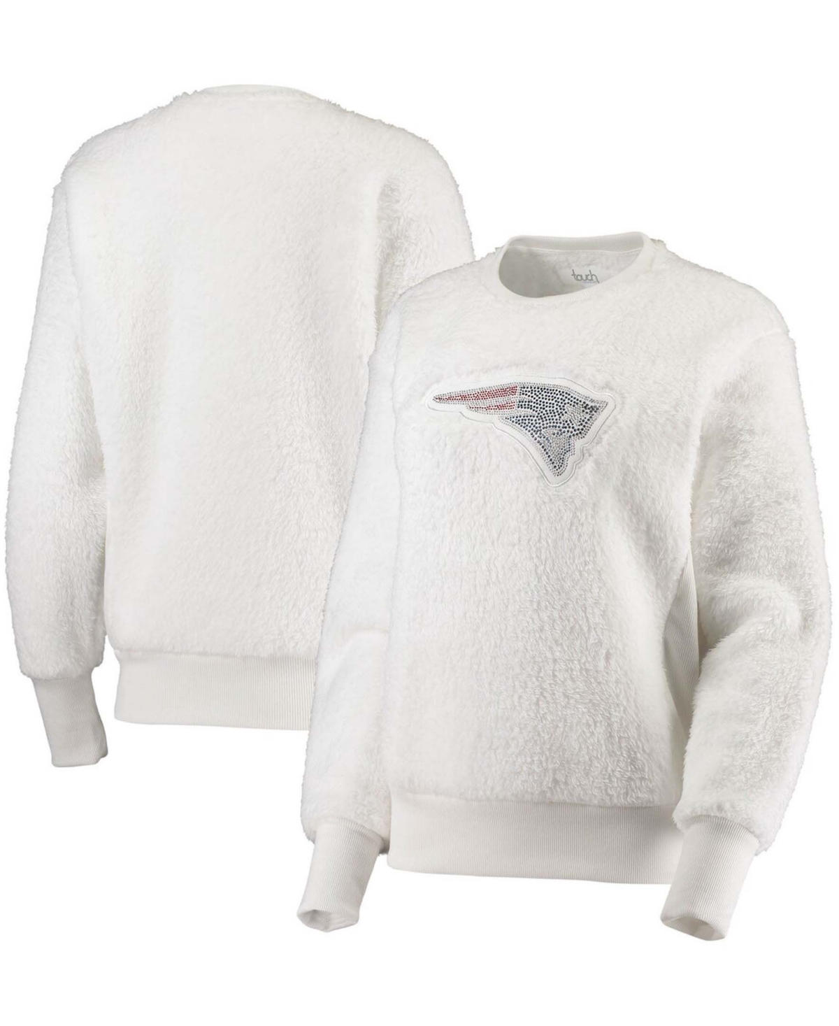 Women's White New England Patriots Milestone Tracker Pullover Sweatshirt - White
