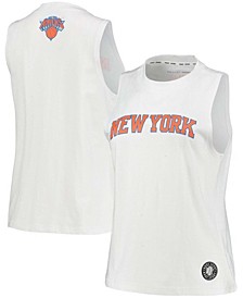 Women's White New York Knicks Mia Vintage-Inspired Tank Top