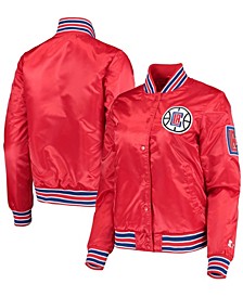 Women's Red LA Clippers Hometown Satin Full-Snap Jacket