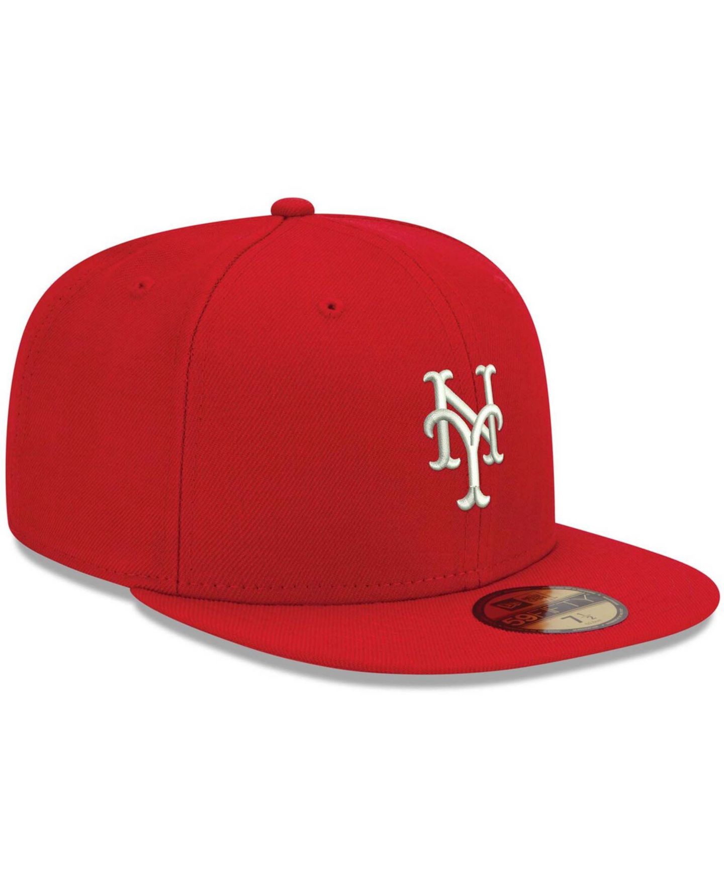 Мужская кепка New Era Red New York Mets Logo White 59FIFTY Fitted Hat — фото 4