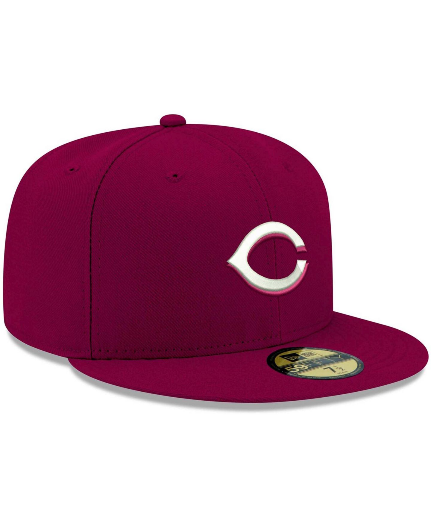Мужская кепка New Era Cardinal Cincinnati Reds Logo White 59FIFTY Fitted Hat — фото 4