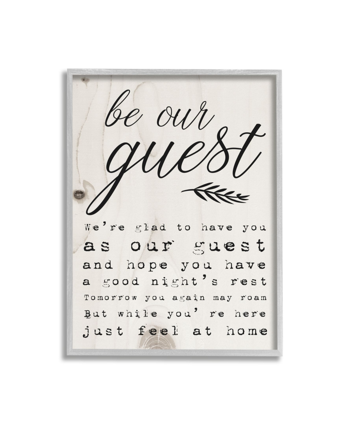 Stupell Industries Be Our Guest Poem Cursive Gray Framed Texturized Art, 11