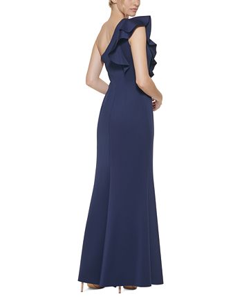 Jessica Howard One-Shoulder Ruffled Gown - Macy's