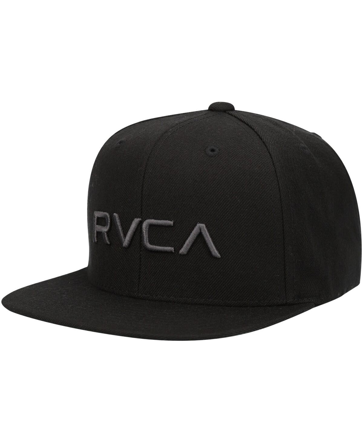 RVCA BOYS BLACK BIG BOYS AND GIRLS TWILL SNAPBACK ADJUSTABLE HAT