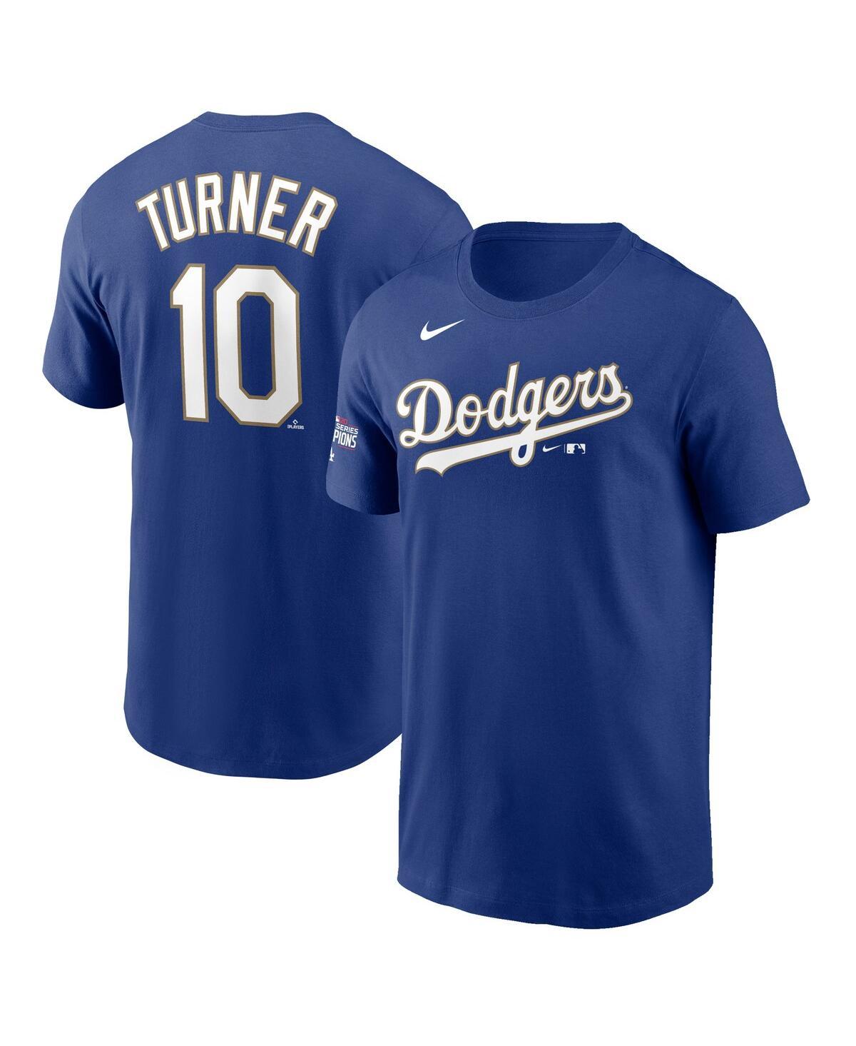 Men's Justin Turner Royal Los Angeles Dodgers 2021 Gold Program Name Number T-shirt