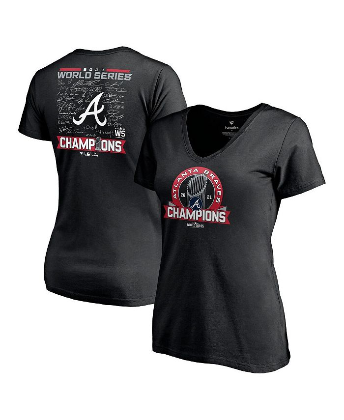 Fanatics Women's Black Atlanta Braves 2021 World Series Champions Signature  Roster V-Neck T-Shirt - Macy's