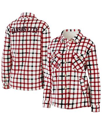 WEAR by Erin Andrews Women's Oatmeal and Red Kansas City Chiefs Plaid ...