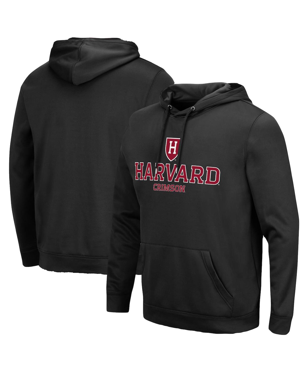 Colosseum Black Harvard Crimson Lantern Pullover Hoodie In Black
