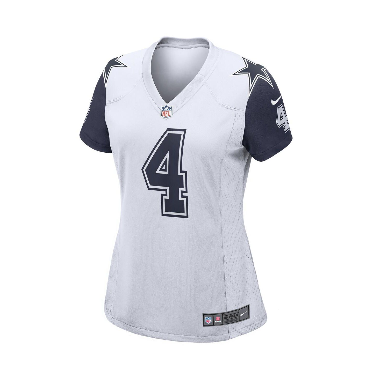 Женское джерси Nike Dak Prescott Dallas Cowboys Alternate Game, White, цвет: Тёмно-синий — фото 4