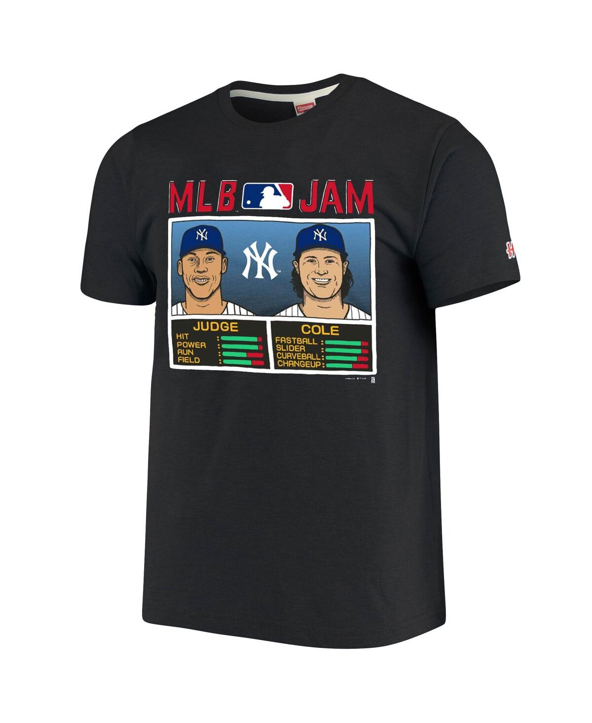 Shop Homage Men's Gerrit Cole Aaron Judge Heathered Charcoal New York Yankees Mlb Jam Player Tri-blend T-shirt In Heather Charcoal