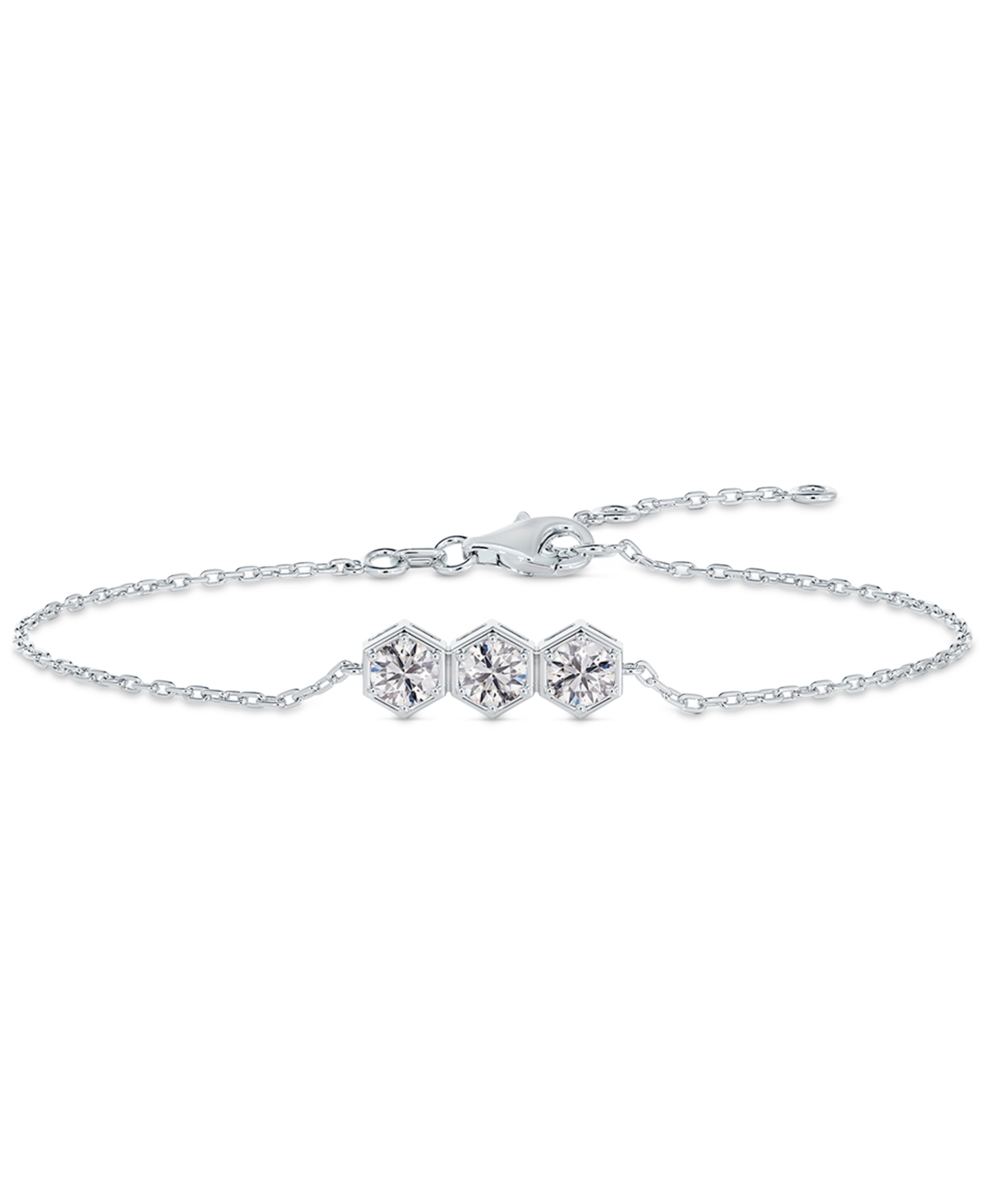 Portfolio by De Beers Forevermark Diamond Three Stone Honeycomb Chain Bracelet (5/8 ct. t.w.) in 14k- White Gold