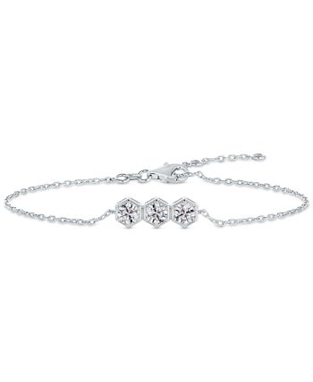 De Beers Forevermark - Diamond Three Stone Honeycomb Chain Bracelet (5/8 ct. t.w.) in 14k White Gold