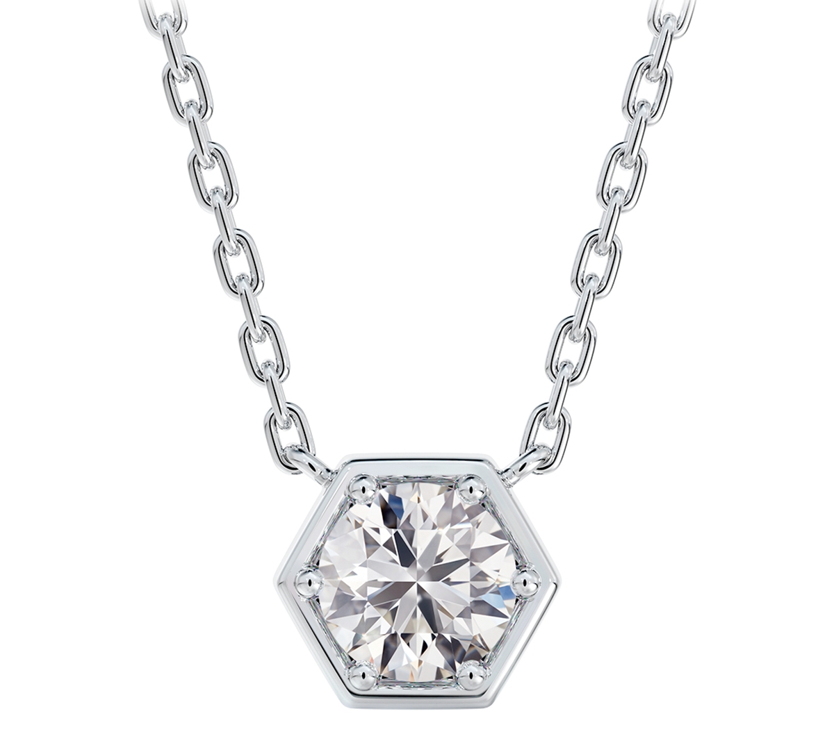 Portfolio by De Beers Forevermark Diamond Honeycomb Solitaire Pendant Necklace (1/4 ct. t.w.) in 14k White or Yellow Gold, + extender - White G
