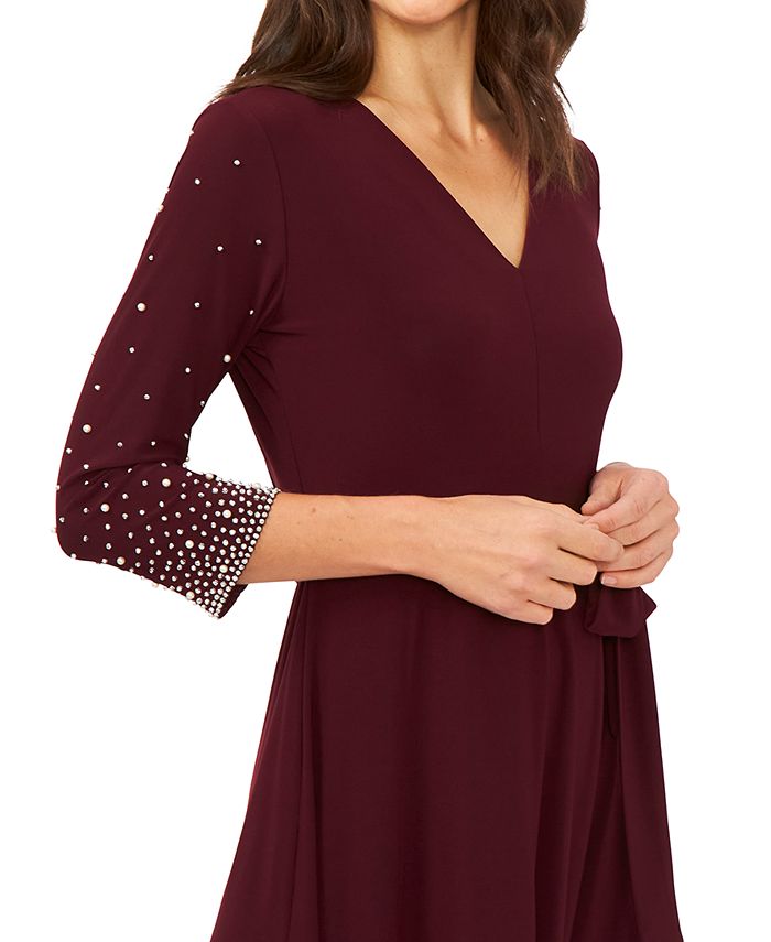 MSK VNeck Beaded Midi Dress & Reviews Dresses Women Macy's