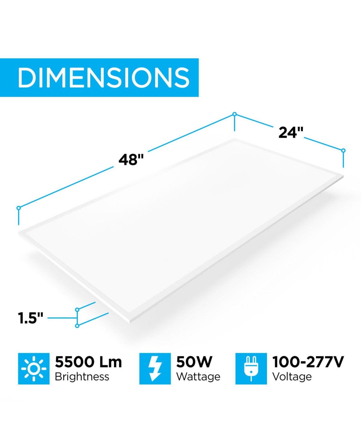 50-Watt Dimmable Integrated Led Flat Panel Flush Mount Light with 5500 Lumens 5000K, Set of 2
