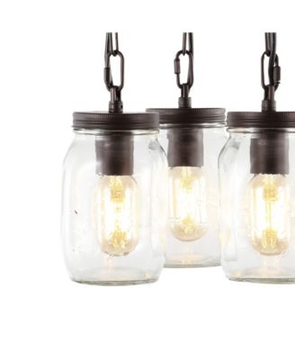 Gaines 3-Light Farmhouse Industrial Iron Mason Jar LED Semi Flush Mount