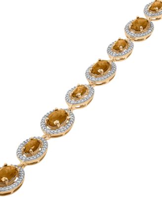 Amethyst (5 ct. t.w.) & Diamond (1/10 ct. t.w.) Halo Link Bracelet in 14k Rose Gold-Plated Sterling Silver (Also in Citrine & Rhodolite Garnet)