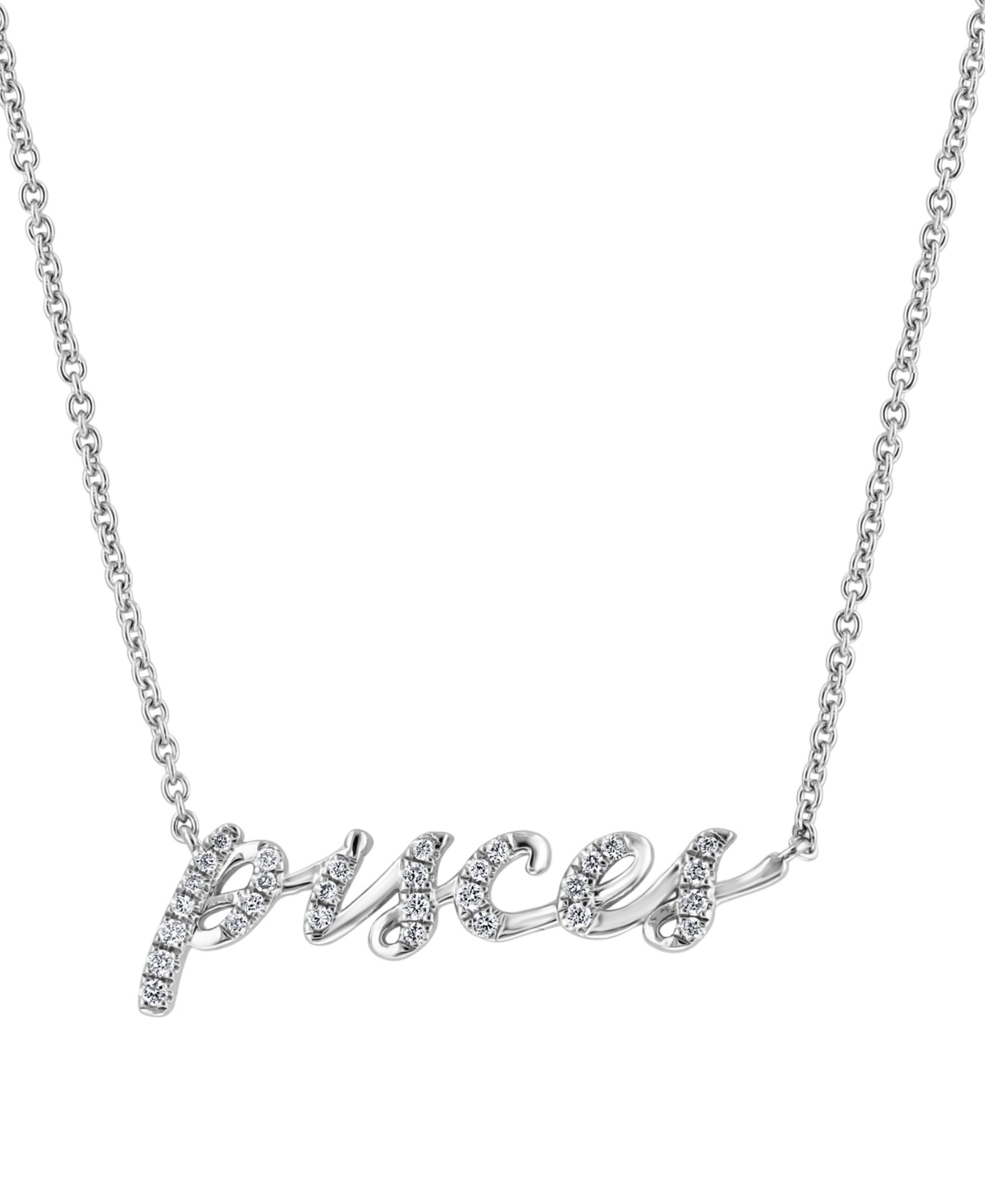 Effy Diamond Zodiac Pisces 18" Pendant Necklace (1/10 ct. t.w.) in Sterling Silver - Sterling Silver