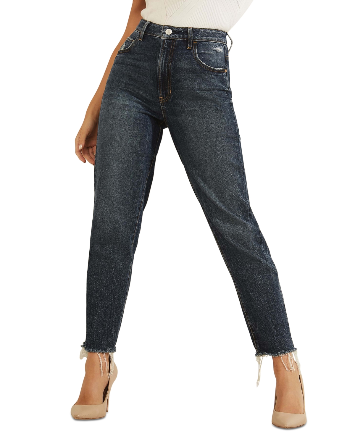  Guess Women's Frayed Mom Jeans