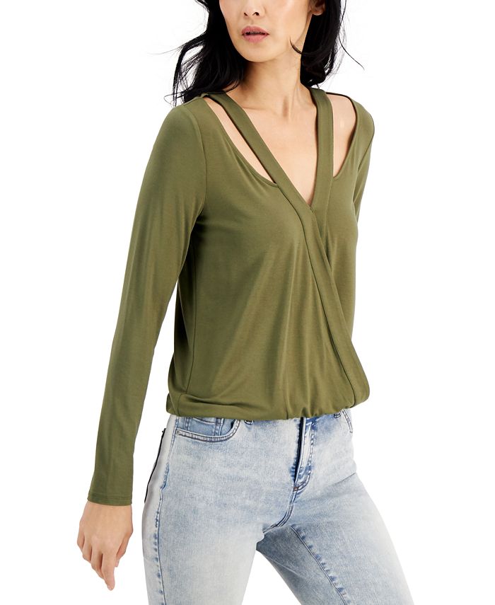 INC International Concepts Women s Cutout Surplice Top Created