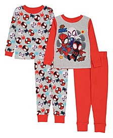 Toddler Boys Spiderman Pajamas, 4 Piece Set