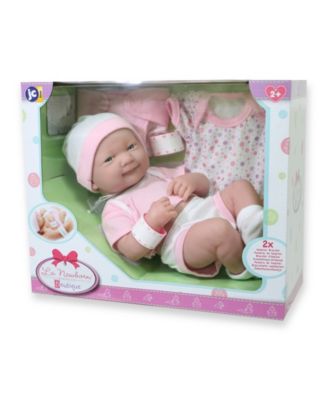 La Newborn Nursery 14" Smiling Baby Doll 8 Pcs Pink Gift Set