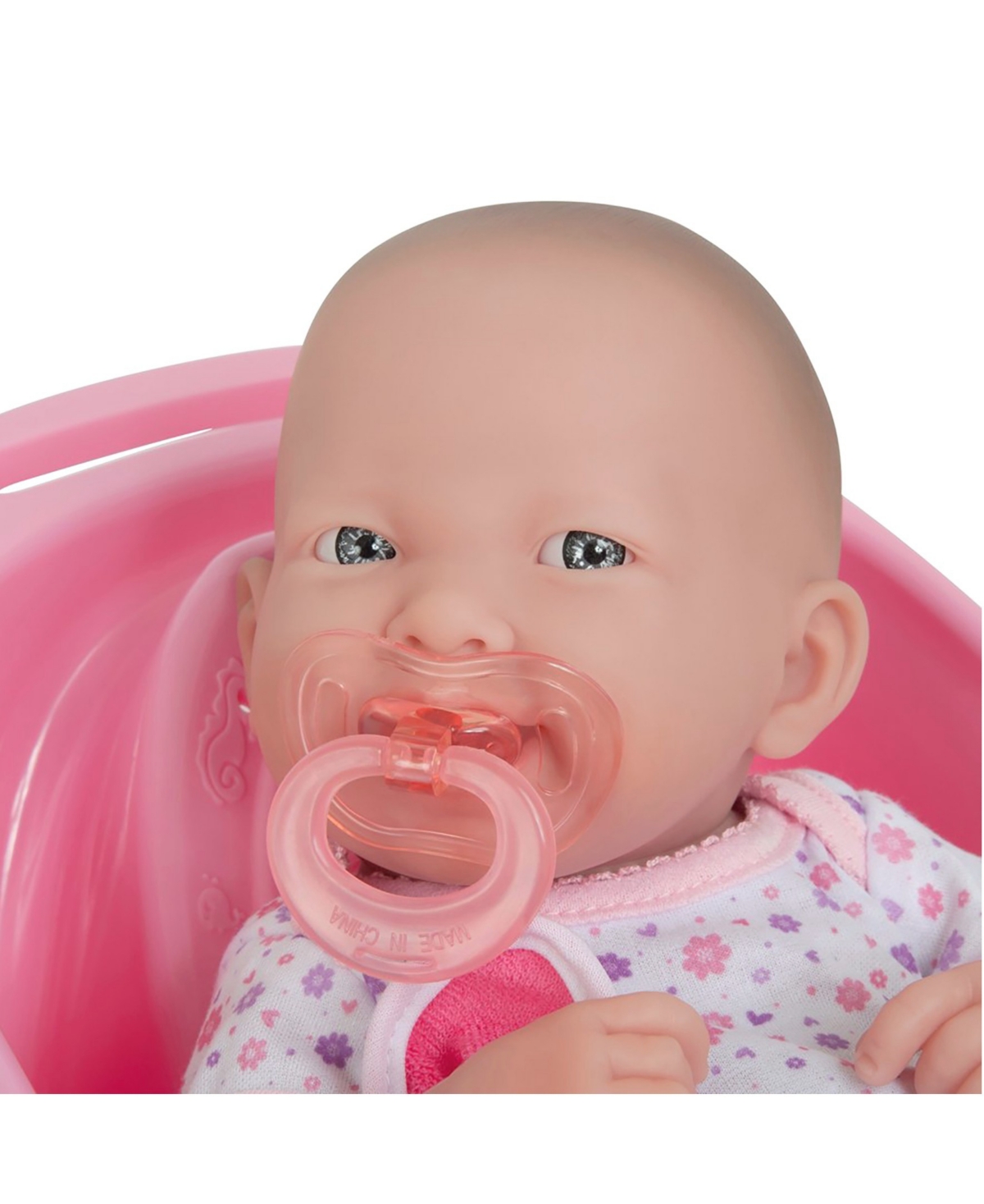 La Newborn Smiling Baby Doll 8 piece Bathtub Gift Set - Deluxe Bath Set - Pink