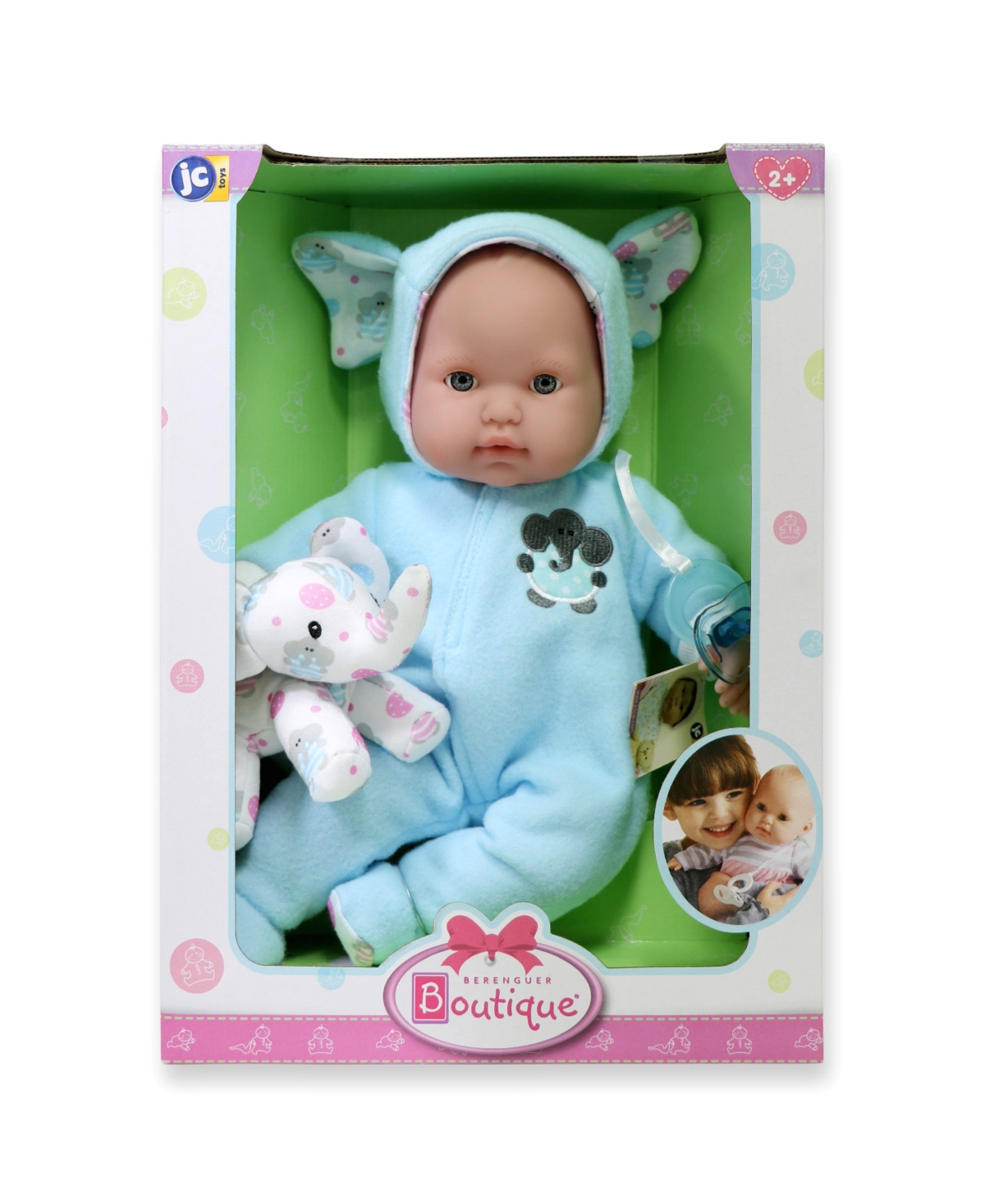 JC TOYS BERENGUER BOUTIQUE 15" SOFT BODY BABY DOLL ELEPHANT BLUE OUTFIT 