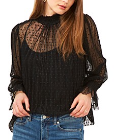 Trendy Plus Size Smocked-Trim Dotted Top