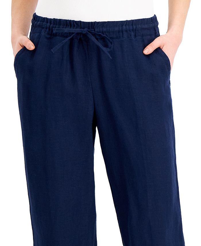 Charter Club Petite Linen Drawstring Pants, Created for Macy's - Macy's