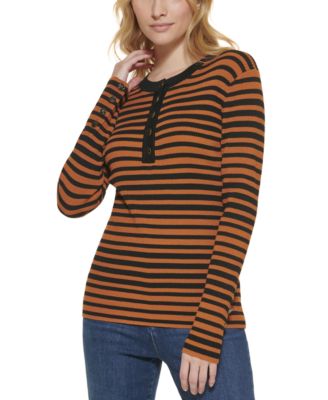 Karl Lagerfeld Paris - Striped Ribbed Knit Sweater
