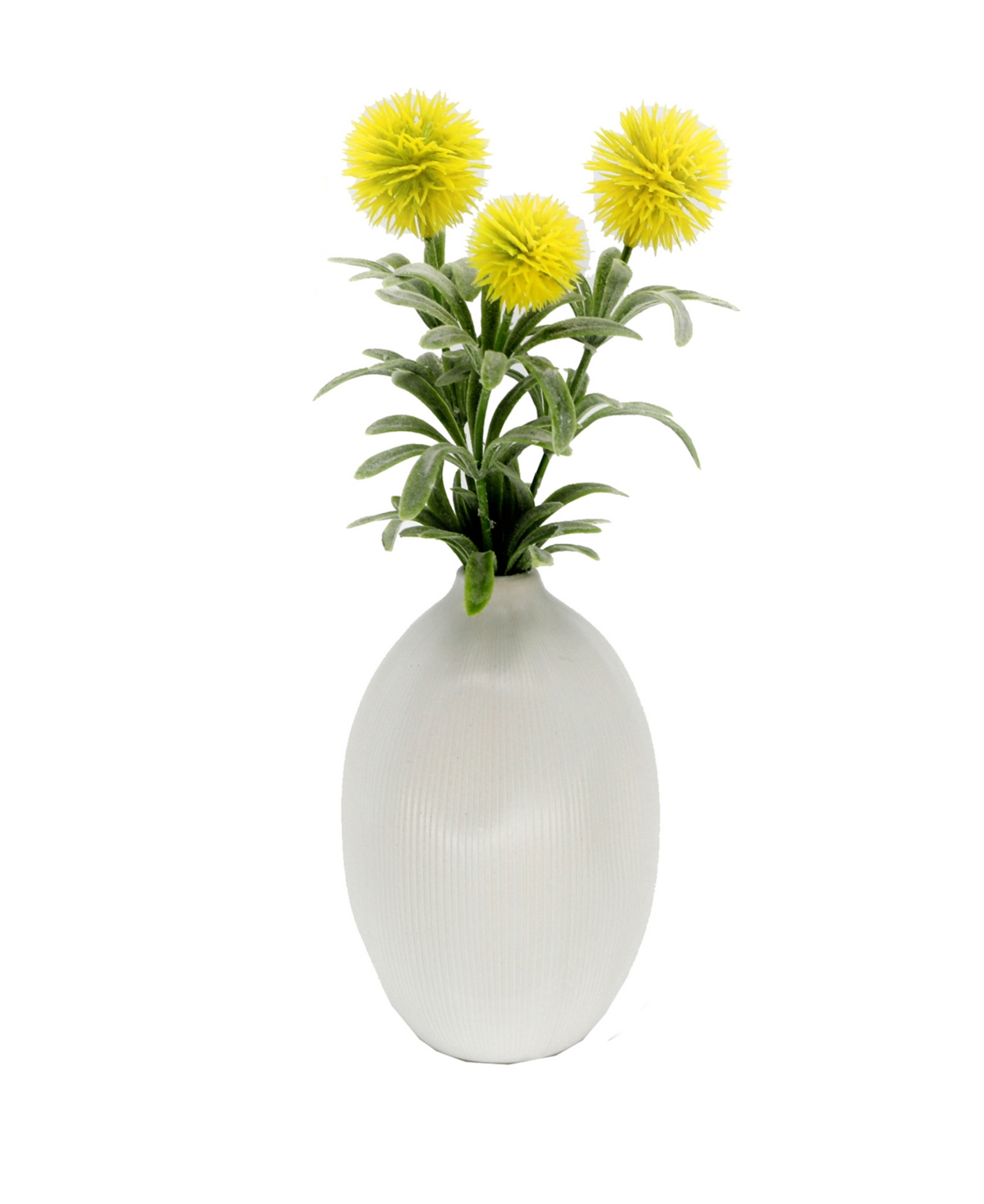 11" Artificial Pom Pom in Ceramic Vase - Yellow, White