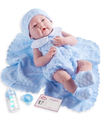 La Newborn 15" Real Boy Baby Doll Blue Knit Outfit