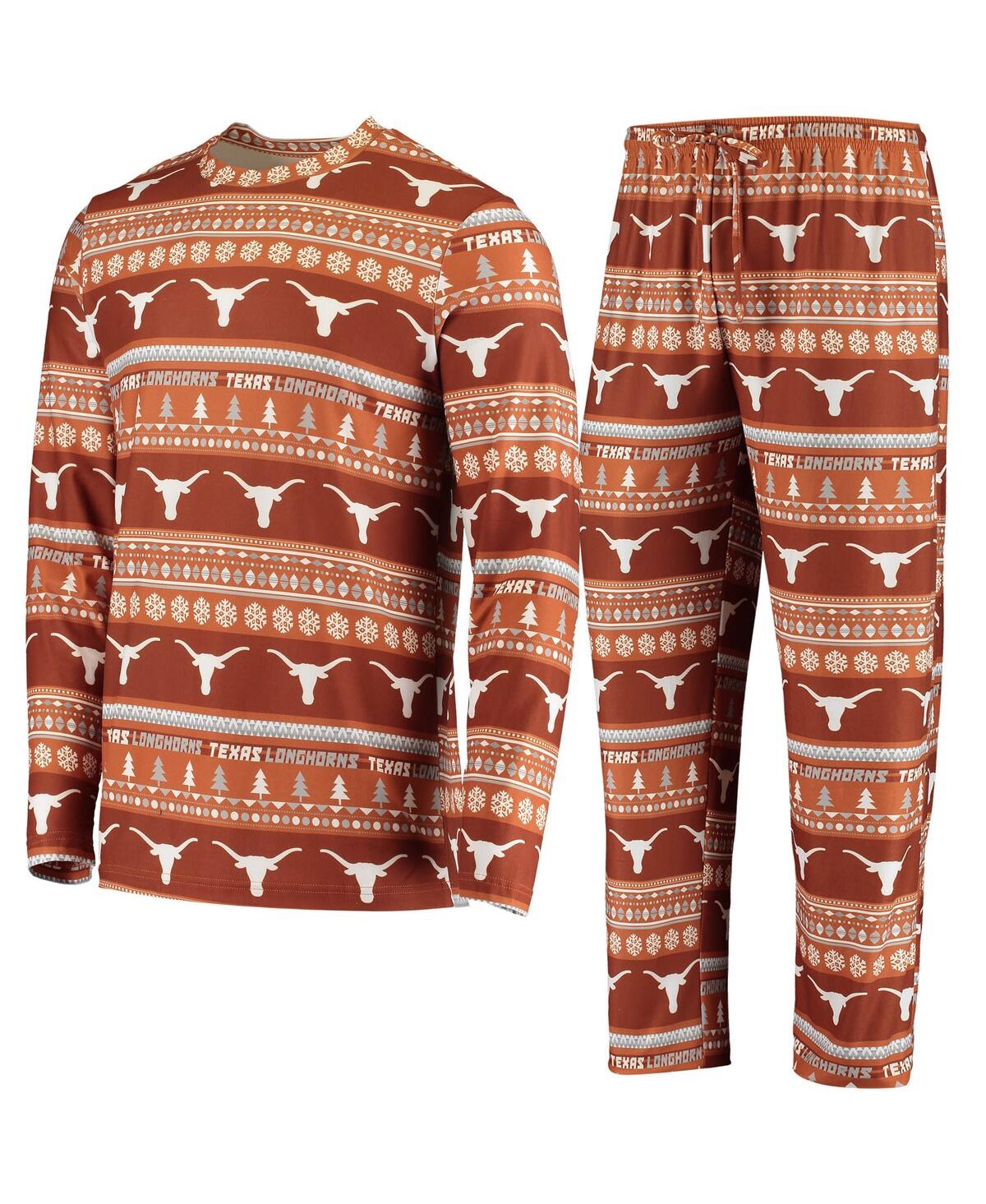 CONCEPTS SPORT MEN'S TEXAS ORANGE TEXAS LONGHORNS UGLY SWEATER KNIT LONG SLEEVE TOP AND PANT SET