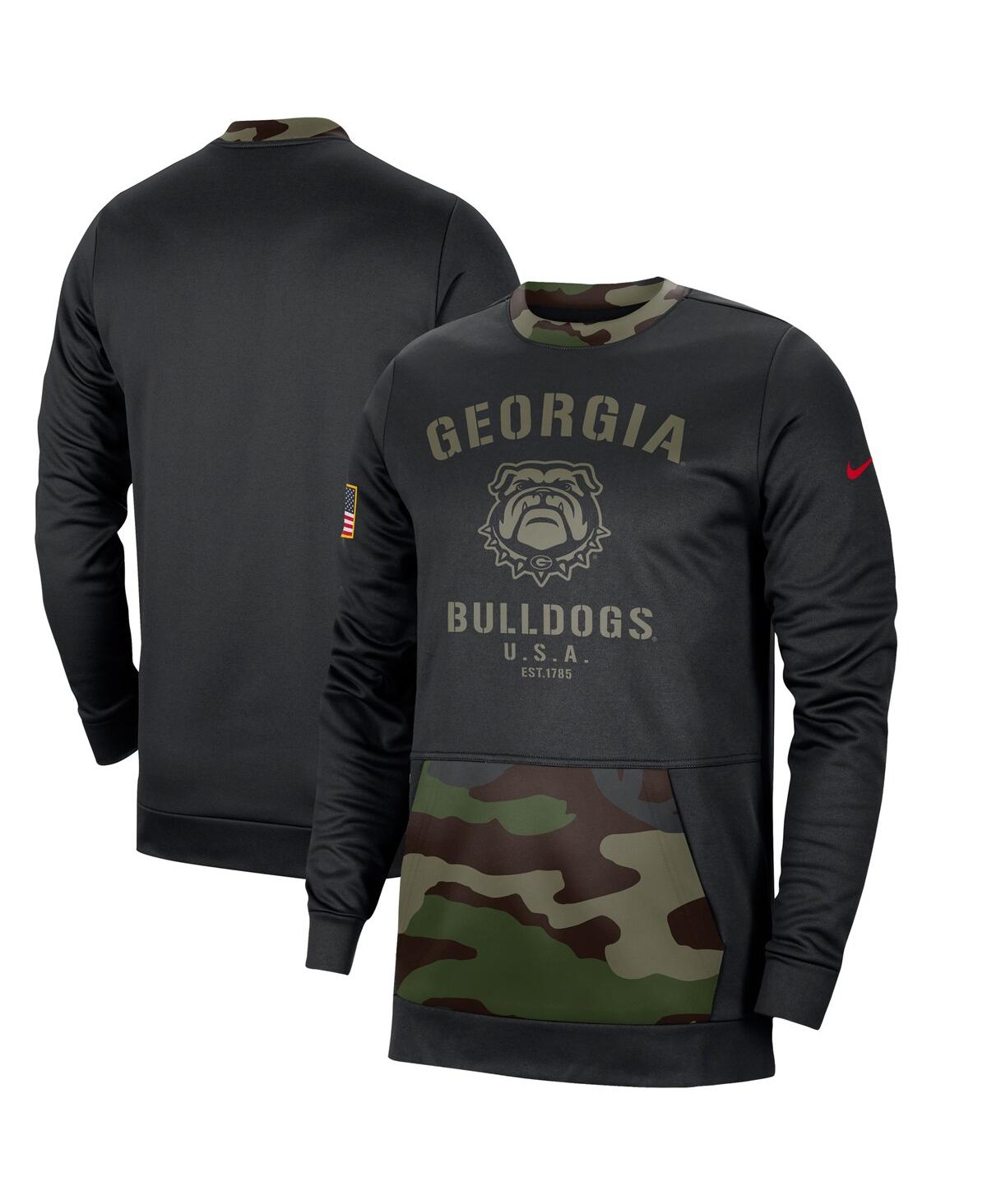 Shop Nike Men's Black, Camo Georgia Bulldogs Military-inspired Appreciation Performance Pullover Sweatshirt In Black,camo