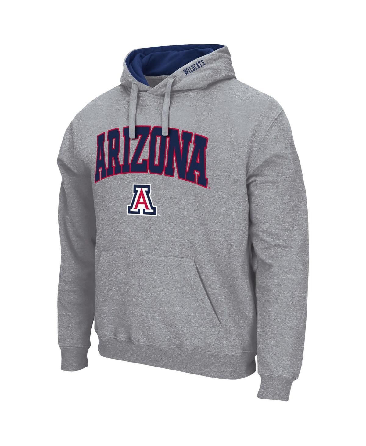 Colosseum Men's Heather Gray Arizona Wildcats Arch Logo 3.0 Pullover Hoodie In Heathered Gray