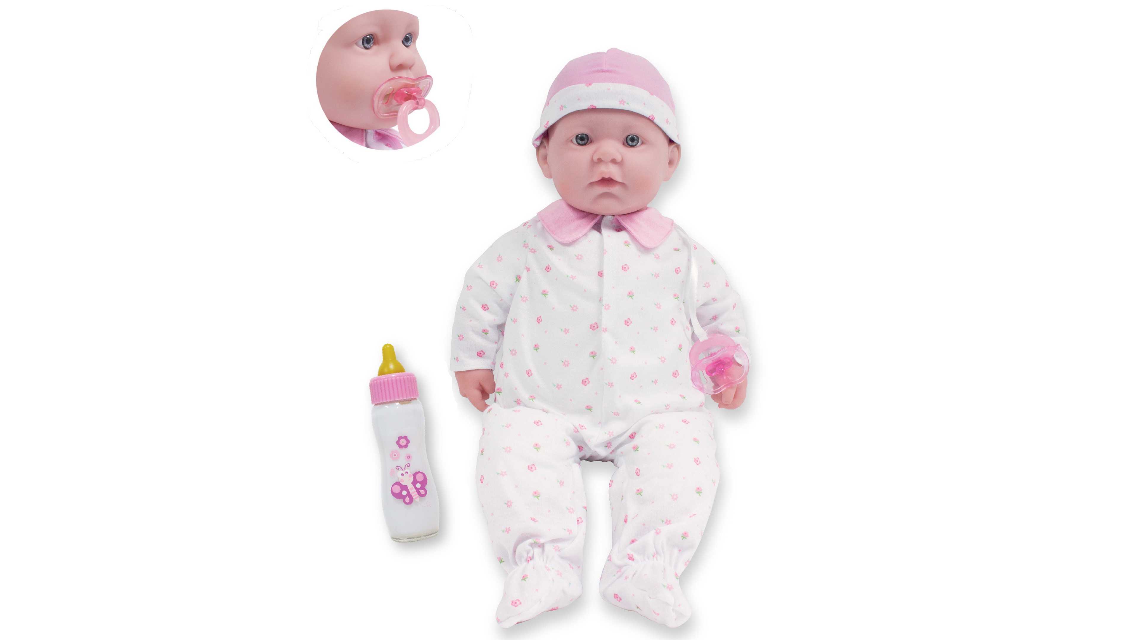 La Baby Caucasian 20" Soft Body Baby Doll Pink Outfit