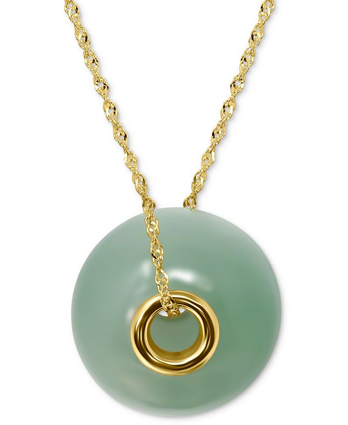 Macy's Jade Bead Pendant Necklace in 14k Gold, 16