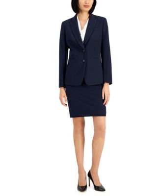 Shop Tahari Asl Notched Two Button Blazer Pencil Skirt In New Navy